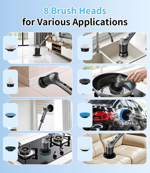 9-in-1 Cordless Electric Spin Scrubber with Extendable Handle